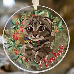 Personalized Cat Photo Ornament, Pet Portrait From Photo Ornament, Custom Cat Christmas Ornament, Pet Memorial Gift, Cat Lover Gift bild 8