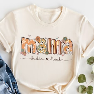 Personalized Gift For Mom Shirt, Boho Floral Mama  Mom Shirt With Kids Names, Mother's Day Gifts, Custom Kid's Names Mom Shirt, Mama Shirt