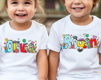 Back to School Kids Shirt, Kids Name Shirt, Custom Alphabet Shirt, Personalized School Tshirt, School Kids Shirt, First Day of School Shirt