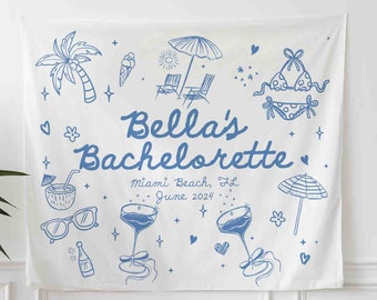 Bachelorette Party Decor, Custom Location Bachelorette Tapestry, Personalized Bachelorette Beach Party Banner, Beach Bachelorette Backdrop