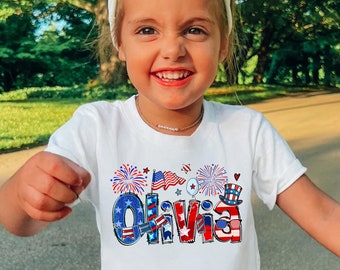 Personalized 4th of July Kids Shirt, Patriotic Name Toddler Shirt, 4th of July Shirts for Kids, Kids Fourth of July Shirt, 4th of July Gift