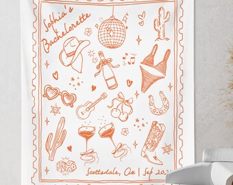 Custom Bachelorette Party Decor, Vintage Desert Theme Bachelorette Tapestry, Disco Bridal Shower Party Backdrop, Retro Bachelorette Banner