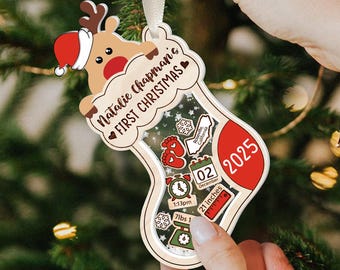 Personalized Baby First Christmas 2025 Ornament: Custom Birth Stats Acrylic Ornament