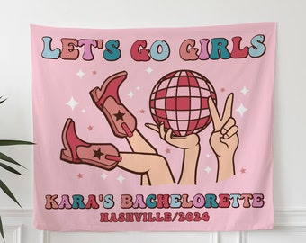 Bachelorette Party Decor, Disco Bridal Shower Custom Backdrop, Let's Go Girls Custom Banner, Disco Cowgirl Tapestry, Girl Trip Bridal Party
