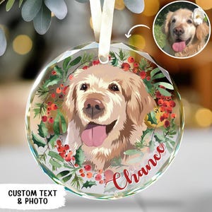 Personalized Dog Portrait From Photo Ornament: Glass, Acrylic, Ceramic