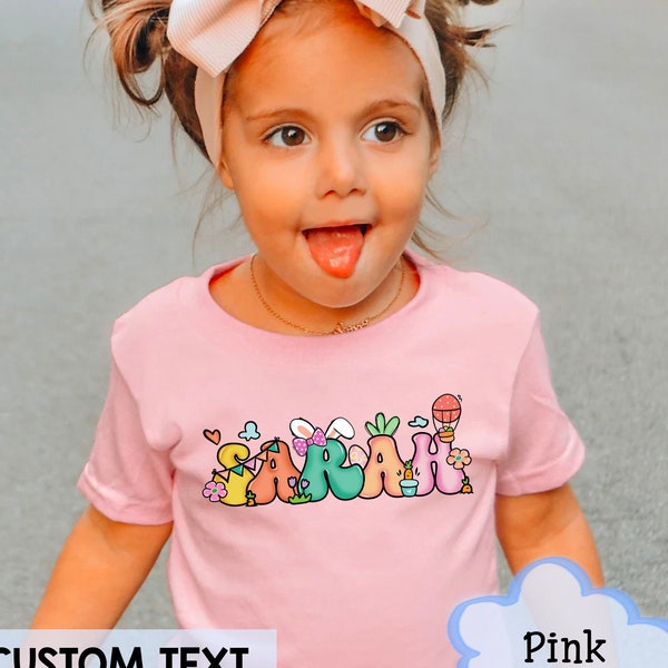 Personalized Name Easter Shirt for Kids, Easter Girls Shirt, Cute Easter Bunny Toddler Shirt, Toddler Easter Shirt, Girls Easter Outfit