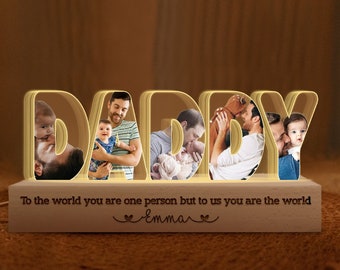 Father Day Gifts, Personalized Dad 3D Led Light With Photos, To Us You Are The World Light, Gift For Dad, Custom Photo Light, Grandpa Gifts