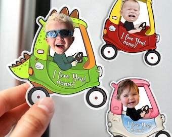 Personalized Mother's Day Gift For Grandma, Custom Photo Fridge Magnet, Baby Face Drive Car Fridge Magnet, Gift For Mommy, New Grandma Gift