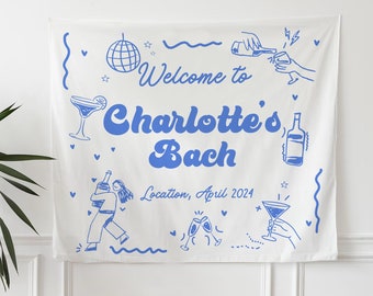 Bachelorette Party Decor, Custom Tapestry For Coastal Bach Decoration, Custom Girls Weekend Trip Photo Backdrop, Welcome Bachelorette Banner