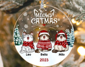 Personalized Cat Ornament, Custom Cat Christmas Ornament, Meowy Catmas Ornament, Christmas  Tree Decoration, Xmas Gift For Cat Mom Dad Lover