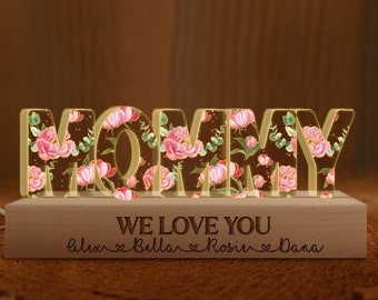 Mothers Day Gifts, Customized Mommy Flower 3D LED Light, Mama With Kids Name Gifts,  2024 Mothers Day Gift For Grandma, Mom Birthday Gifts