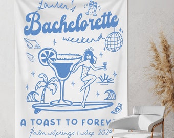 Bachelorette Party Decor, Coastal Bachelorette Weekend Backdrop, A Toast To Forever Bachelorette Party Banner, Beach Bachelorette Tapestry