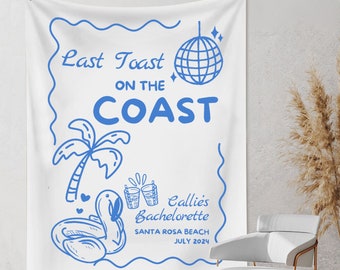 Bachelorette Party Decor, Last Toast On The Coast Bachelorette Party Banner, Bachelorette Tapestry, Bachelorette Weekend Events Backdrop