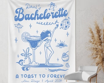 Bachelorette Party Decor, Coastal Bachelorette Weekend Backdrop, A Toast To Forever Bachelorette Party Banner, Beach Bachelorette Tapestry