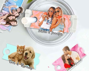 Personalized Photo Tumbler Name Tag, 30oz 40oz Tumbler Quencher Name Plate Topper, Custom Pet Stanley Accessories Tag, Gift For Best Friends