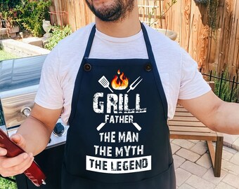 Fathers Day Gift, Custom Grill Father Apron, The Man The Myth The Legend Custom Apron, Gift For Grandpa, Gift For For Dad From Daughter