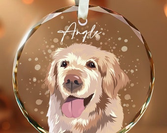 Custom Watercolor Pet Portrait Ornament: Personalized Dog Memorial Gift