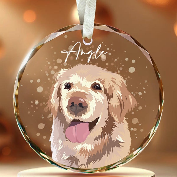 Custom Watercolor Pet Portrait Ornament: Personalized Dog Memorial Gift