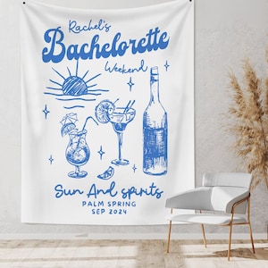Bachelorette Party Decor, Custom Location Bachelorette Tapestry, Bachelorette Beach Party Weekend Banner, Personalized Bachelorette Backdrop