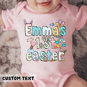 Personalized Baby Girls First Easter Outfit, First Easter Baby Girl Outfit, 1st Easter Bodysuit, New Baby Gift, Baby Girl 1st Easter Outfit