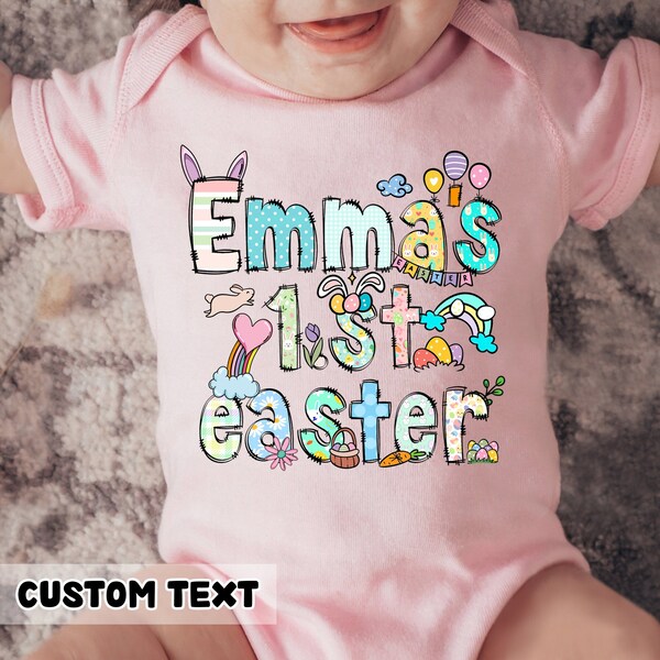 Personalized Baby Girls First Easter Outfit, First Easter Baby Girl Outfit, 1st Easter Bodysuit, New Baby Gift, Baby Girl 1st Easter Outfit