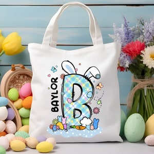 Personalised Easter Bag, Custom Easter Bunny Bag with Name, Easter Gift for Boys, Easter Initial Bag, Boy Easter Basket, Easter Basket Gifts