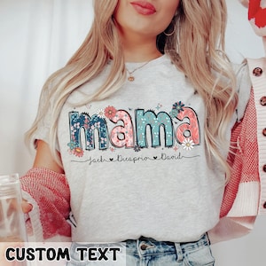 Floral Mama T-Shirt, Personalized Mom Shirt With Kids Names, Gift For Mom, Mothers Day Gift, Mothers Day Shirt, Mama Shirt, Mama Gift