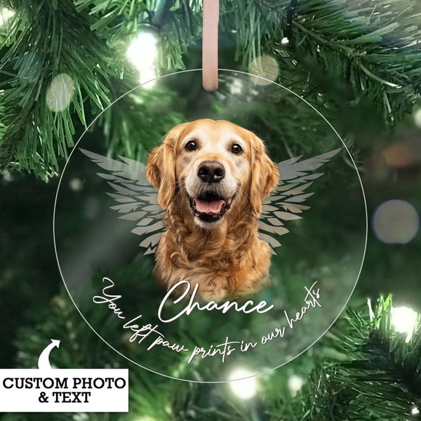 Personalized Pet Memorial Ornament with Photo, Dog Memorial Christmas Ornament, Pet Loss Gift, Dog Memorial Gift, Dog Remembrance Keepsake