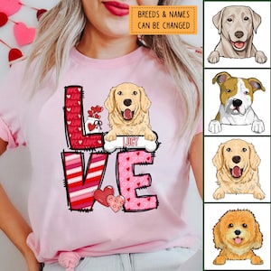 Personalized Dog Valentines Day Shirt, Custom Dog Shirt, Cute Dog Valentine Shirt, Dog Lover Valentine Shirt, Girls Valentines Day Gift