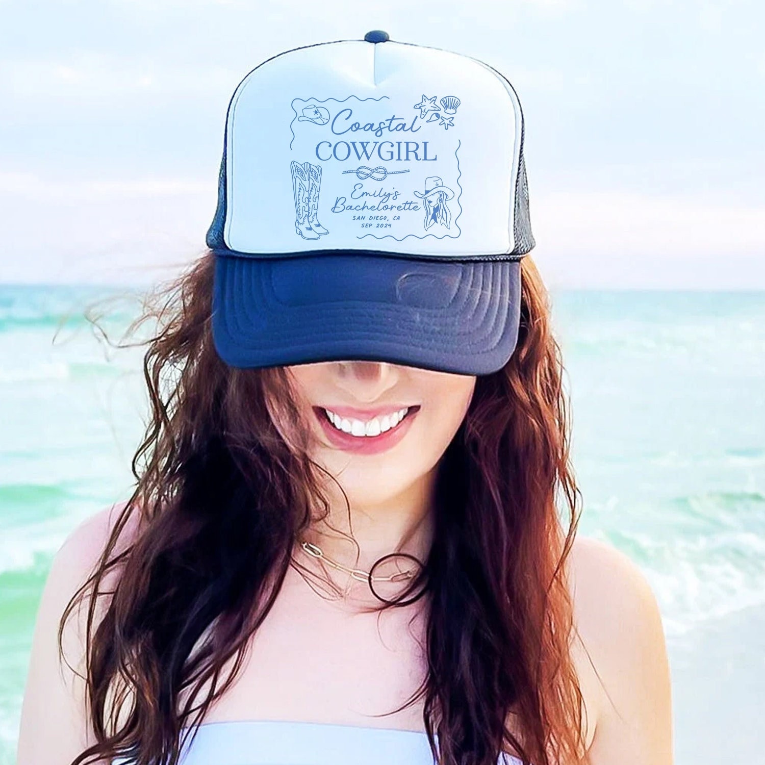 Beach Bachelorette Trucker Hats, Costal Bachelorette Party 
