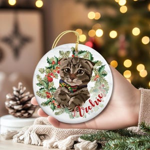 Personalized Cat Photo Ornament, Pet Portrait From Photo Ornament, Custom Cat Christmas Ornament, Pet Memorial Gift, Cat Lover Gift bild 10