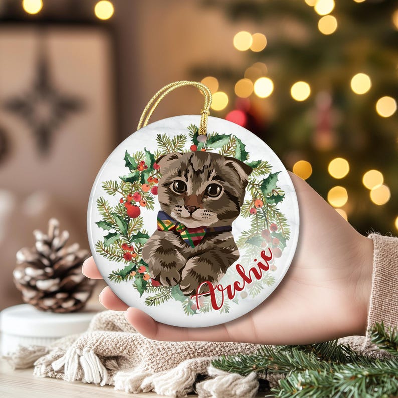Personalized Cat Photo Ornament, Pet Portrait From Photo Ornament, Custom Cat Christmas Ornament, Pet Memorial Gift, Cat Lover Gift bild 10