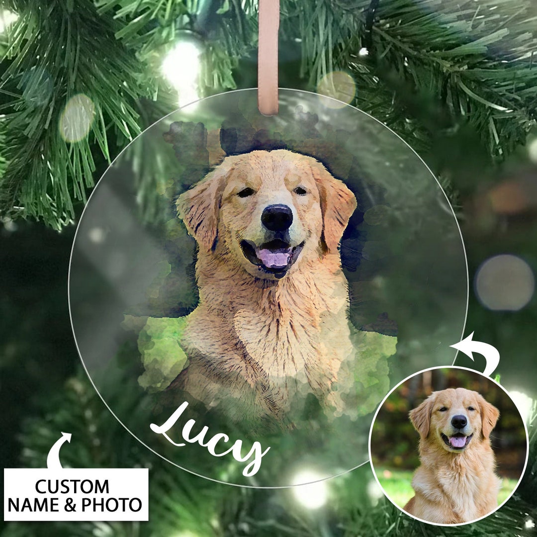 Custom Watercolor Pet Portrait Ornament, Dog Loss Gift, Personalized