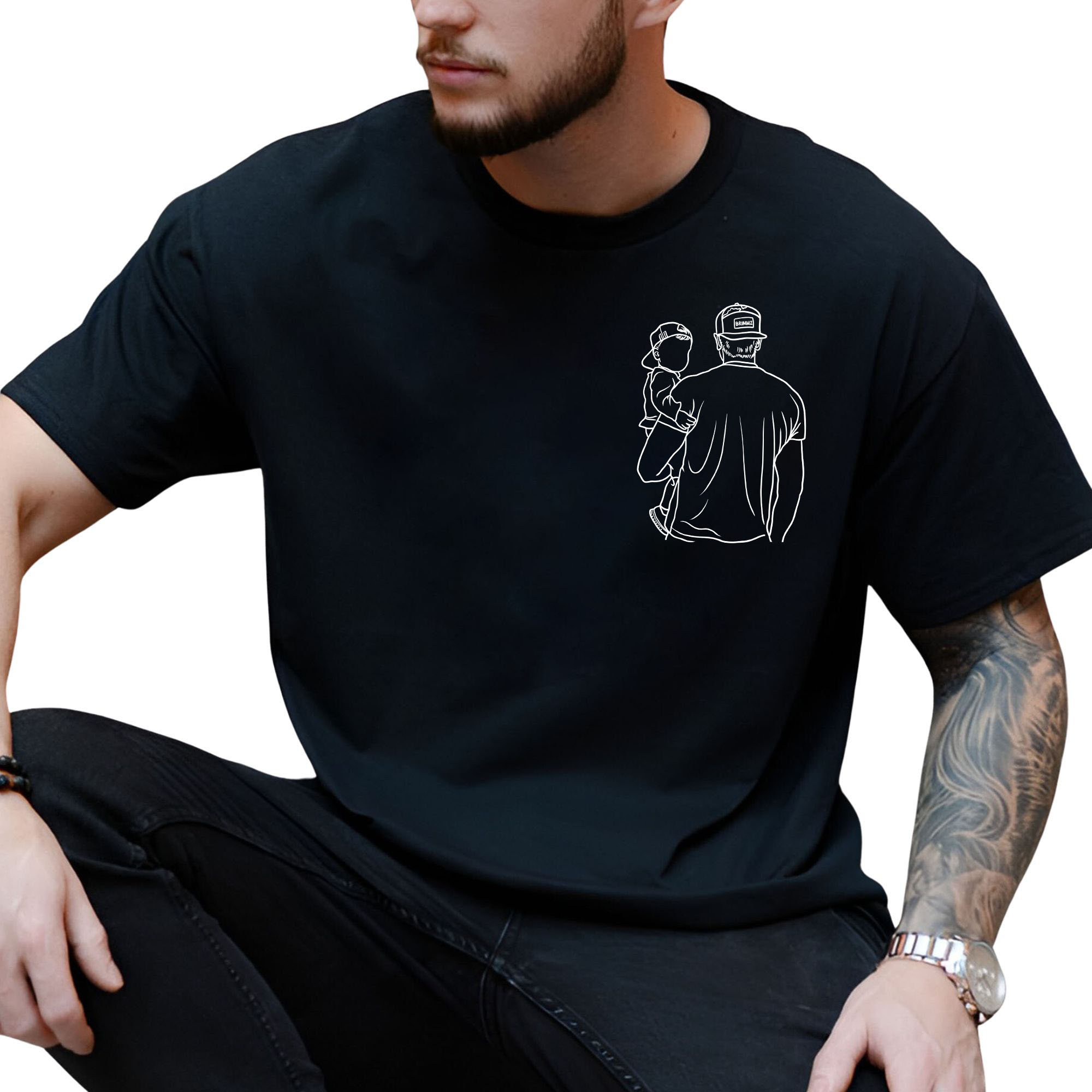 Camiseta Personalizada con Foto Papá y Hijos Vintage Regalo para Día del Padre, Diseño Personalizable