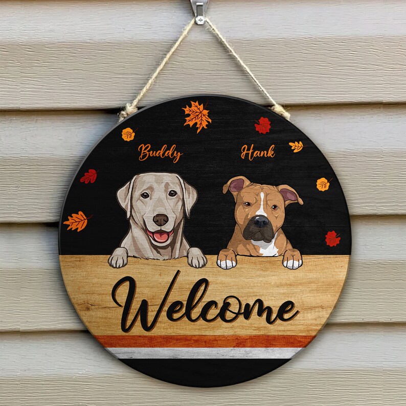 Personalized Dog Door Hanger Dog Fall Door Hanger Dog Etsy