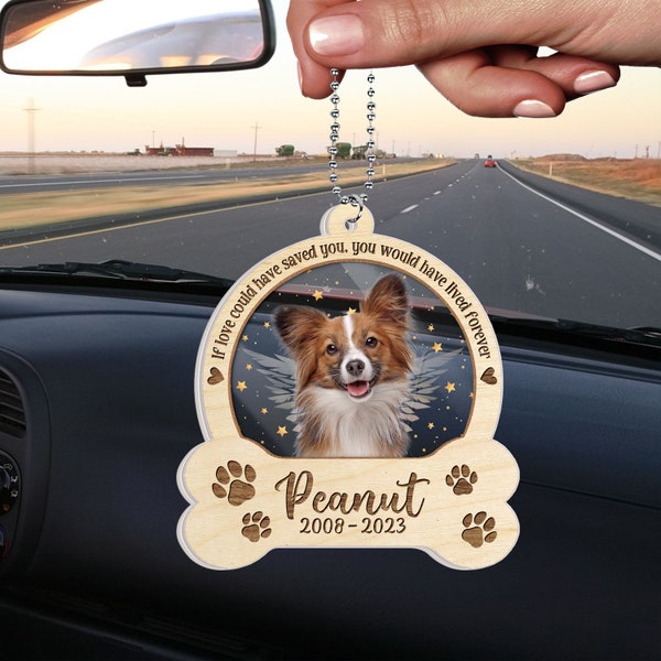 Fathers Day Gifts For Dog Dad, Custom Memorial Pet Photo Car Ornament, Dog Lovers Gifts, Car Accessories, Loss Of Dog Gifts, Memorial Gifts