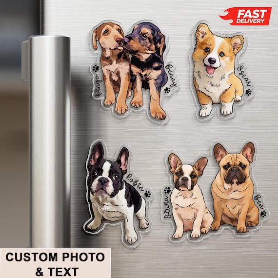 Custom Pet Portrait Magnet: Personalized Dog Photo Gift