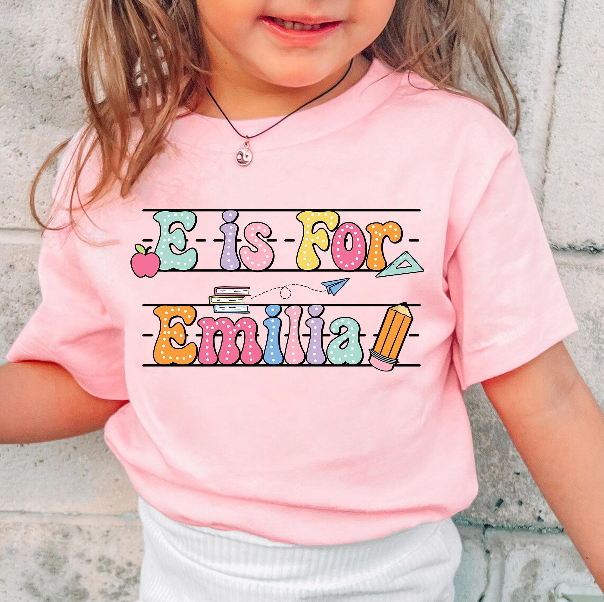 Back To School Kids Shirt, Personalized Alphabet Kids Shirt, Custom Name Shirt For Kids, Cute Kindergarten Shirt, First Day Of School Shirt