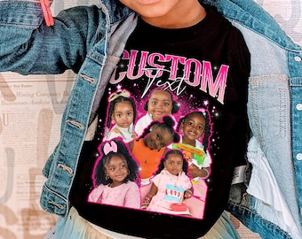 Aangepaste Bootleg Kids shirt, aangepaste foto vintage grafische jaren 90 tshirt, aangepaste foto shirt, aangepaste je eigen bootleg tshirt, grappig cadeau voor kinderen