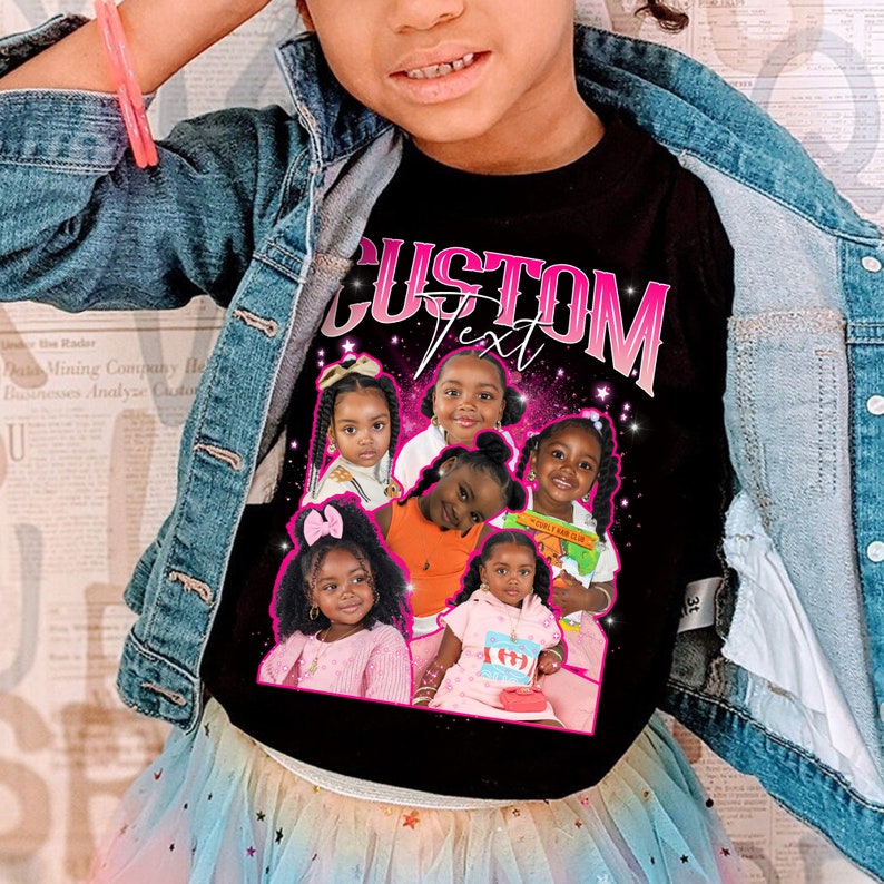 Custom Bootleg Kids Shirt, Custom Photo Vintage Graphic 90s Tshirt, Custom Photo Shirt, Custom Your Own Bootleg Tshirt, Funny Gift For Kids image 1