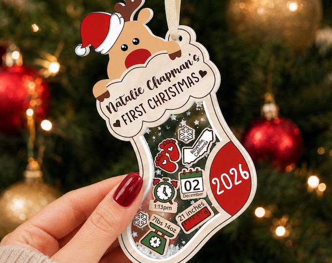 Personalized Baby First Christmas 2026 Ornament: Custom Birth Stats Acrylic Ornament