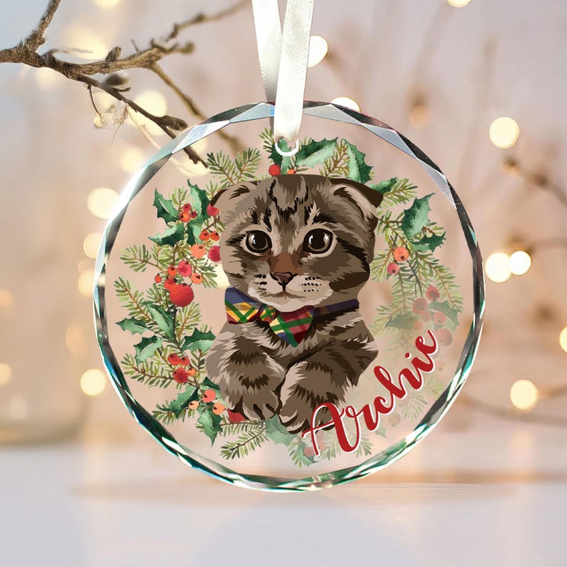 Personalized Cat Photo Ornament, Pet Portrait From Photo Ornament, Custom Cat Christmas Ornament, Pet Memorial Gift, Cat Lover Gift bild 11