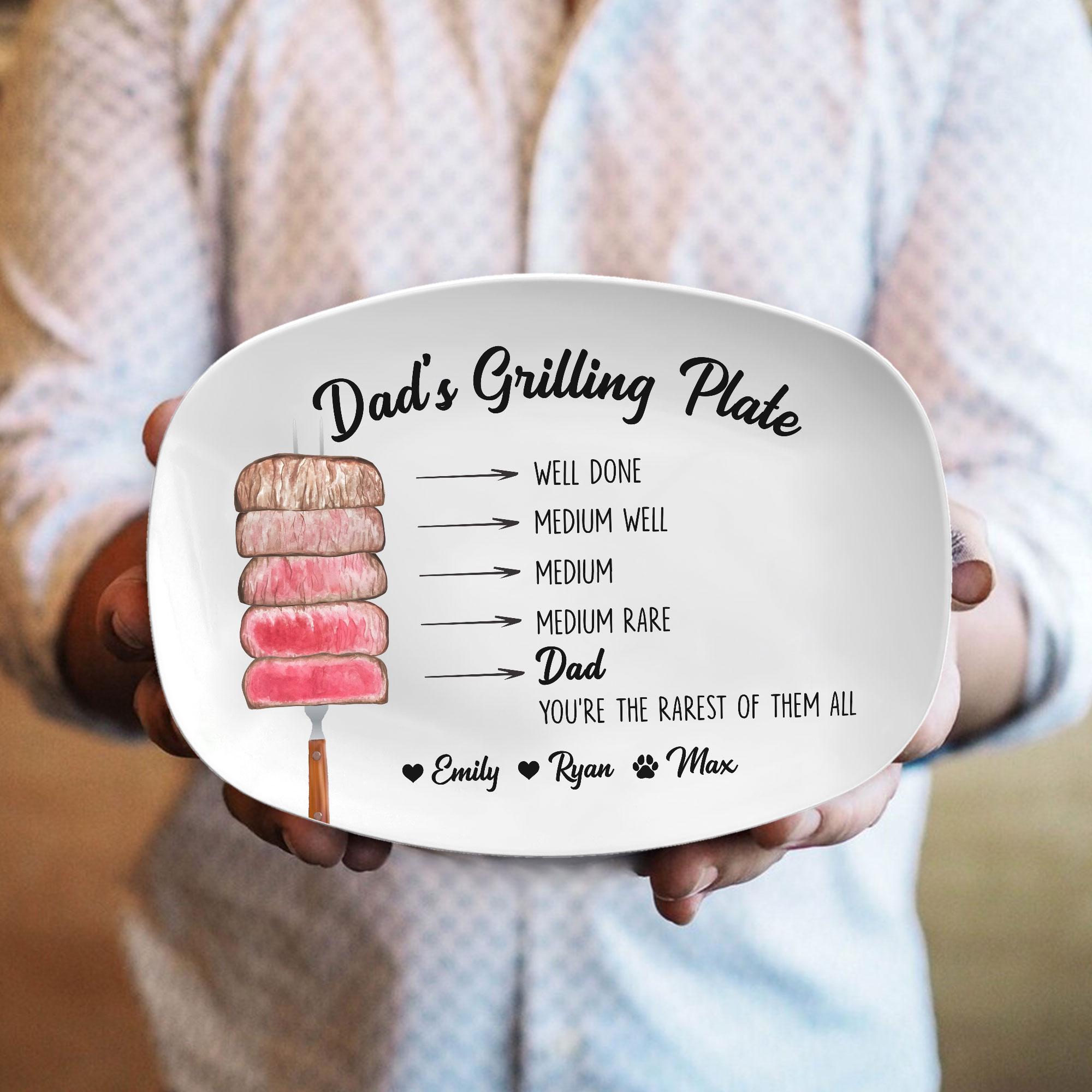 LASFOUR Daddy's Grilling Plate Family Personalized Platter