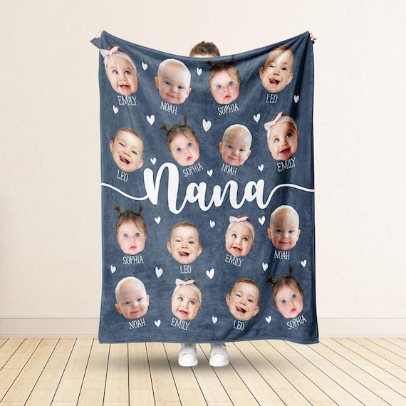 Personalized Photo Fleece Blanket: Custom Grandma Gift