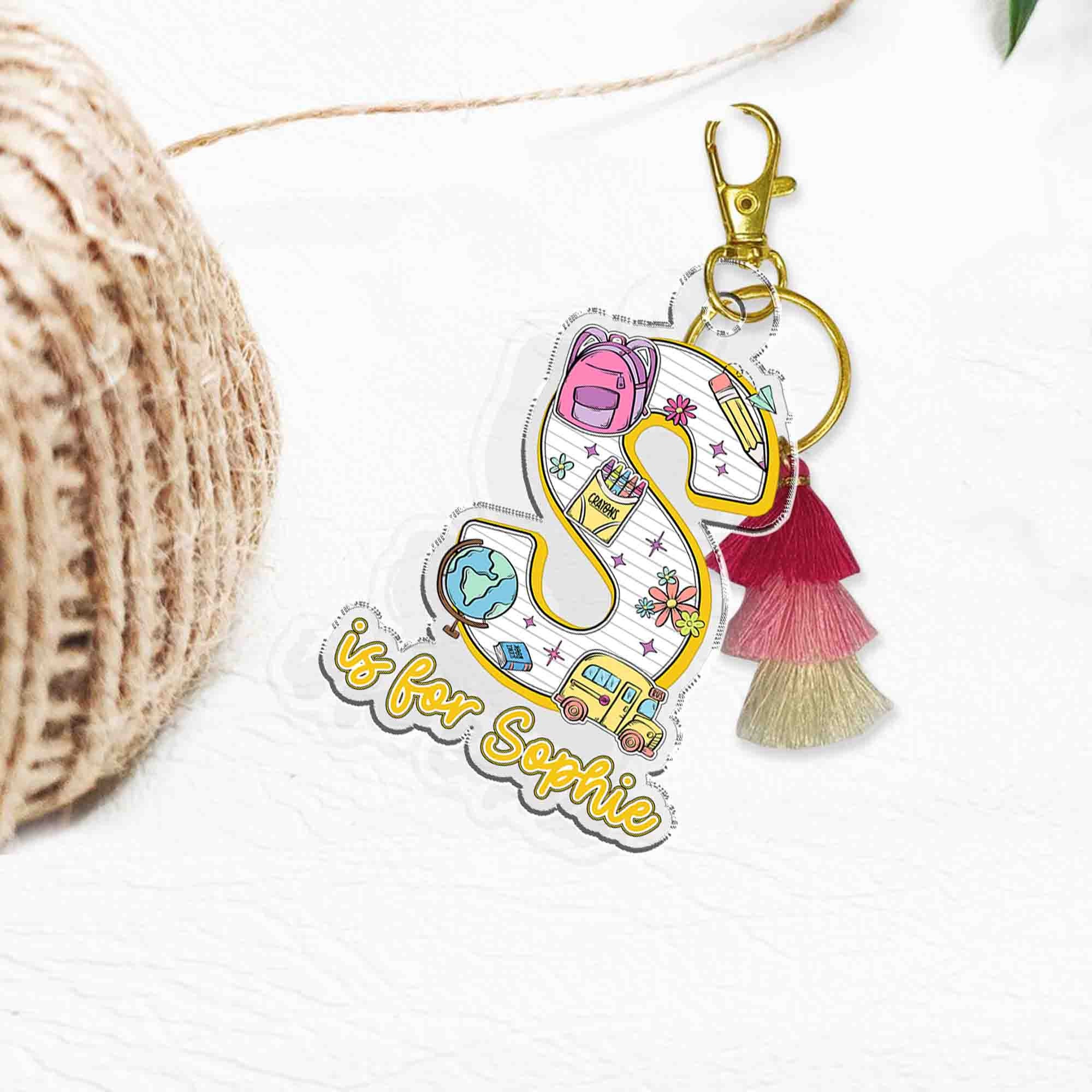 Back to School Kids Gift, Personalized Alphabet Kids Name Keychain, Backpack Kids Name Tag, Backpack Name Keychain, First Day of School Gift
