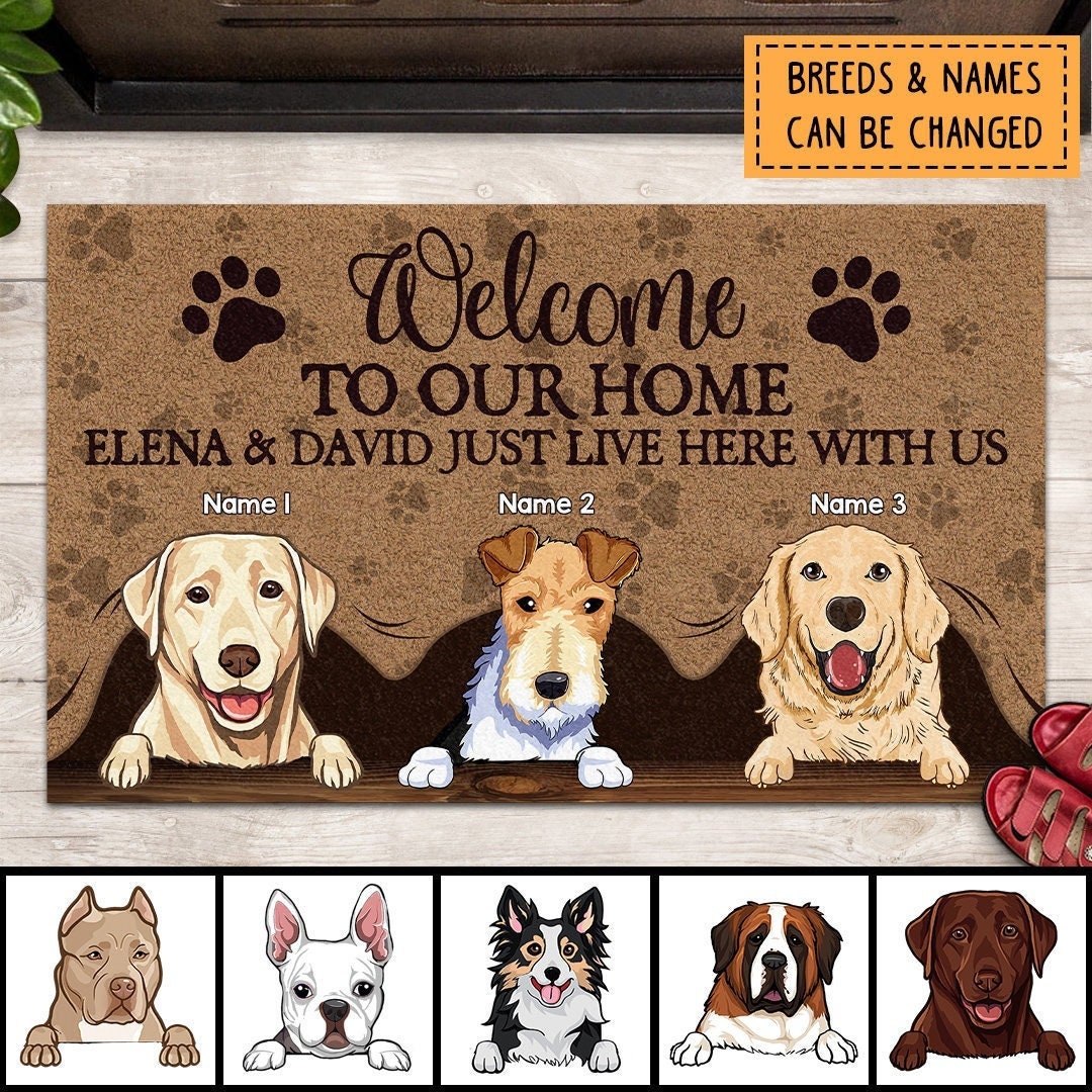 Personalized Dog Mat, to Our Home Doormat, Cute Dog