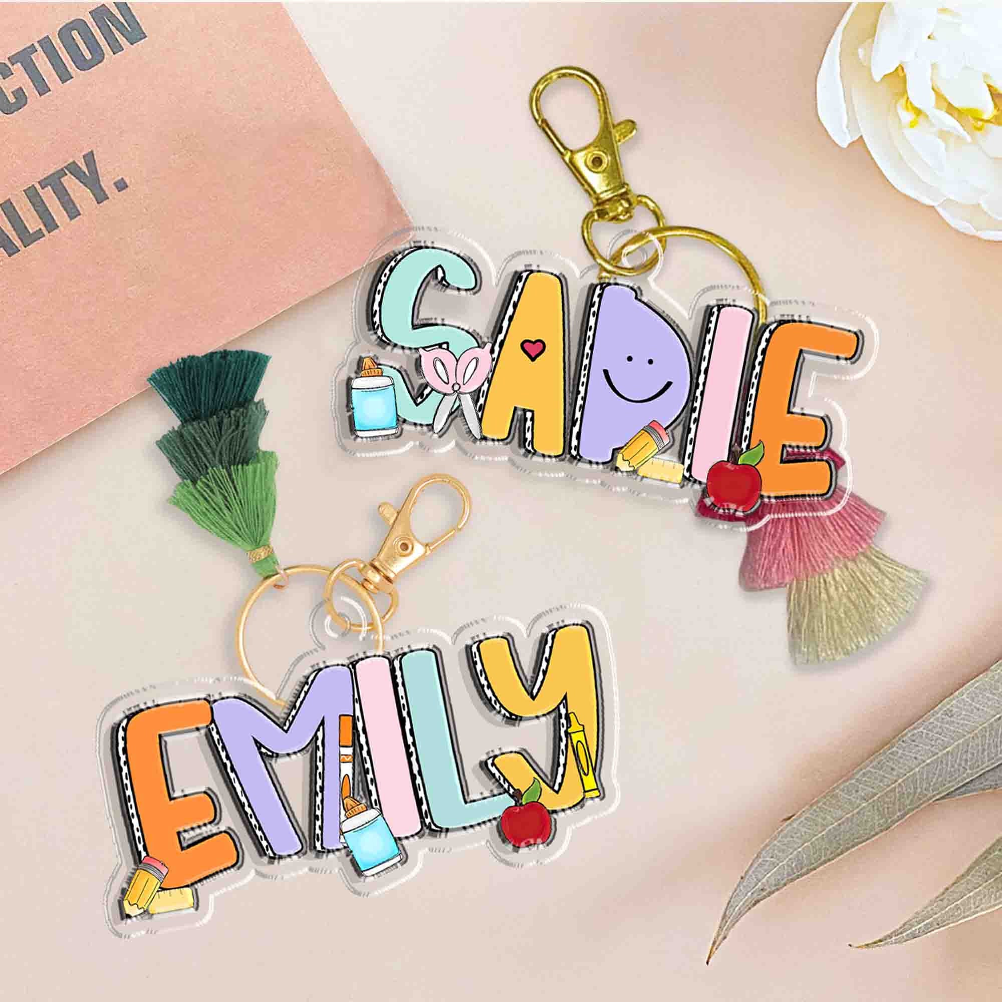 Personalized Kids Name Keychain, Acrylic Kids Backpack Name Tag, First Day of School/Back to School Gift for Kids