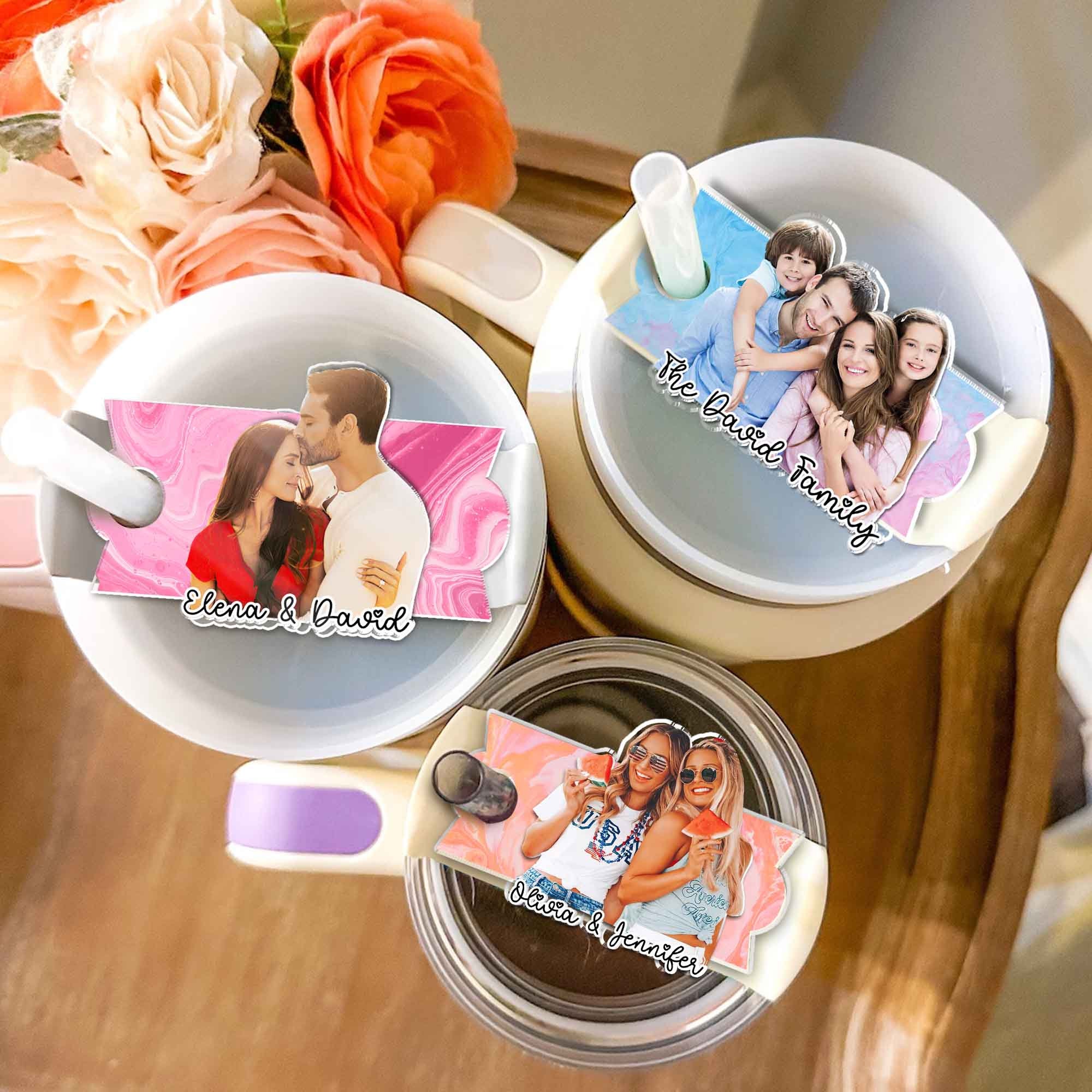 Personalized Photo Tumbler Name Tag, 30oz 40oz Tumbler Quencher Name Plate Topper, Custom Pet Stanley Accessories Tag, Gift For Best Friends