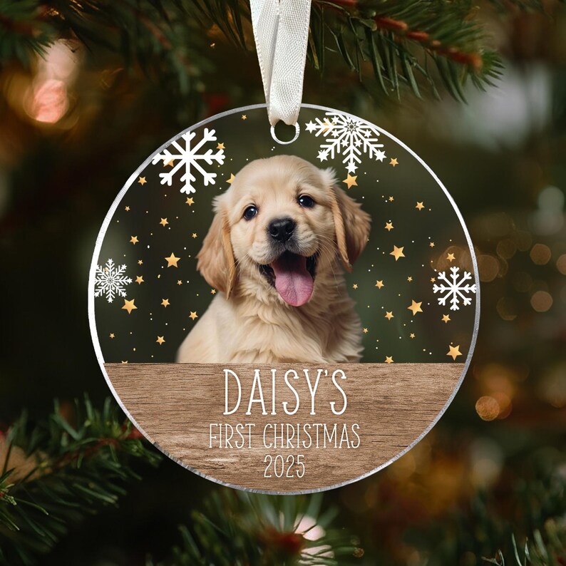 Personalized Dog Photo Ornament, Dog First Christmas Ornament, Puppy First Christmas, Custom Dog Ornament, Holiday Dog Gift, Dog Lovers Gift image 8