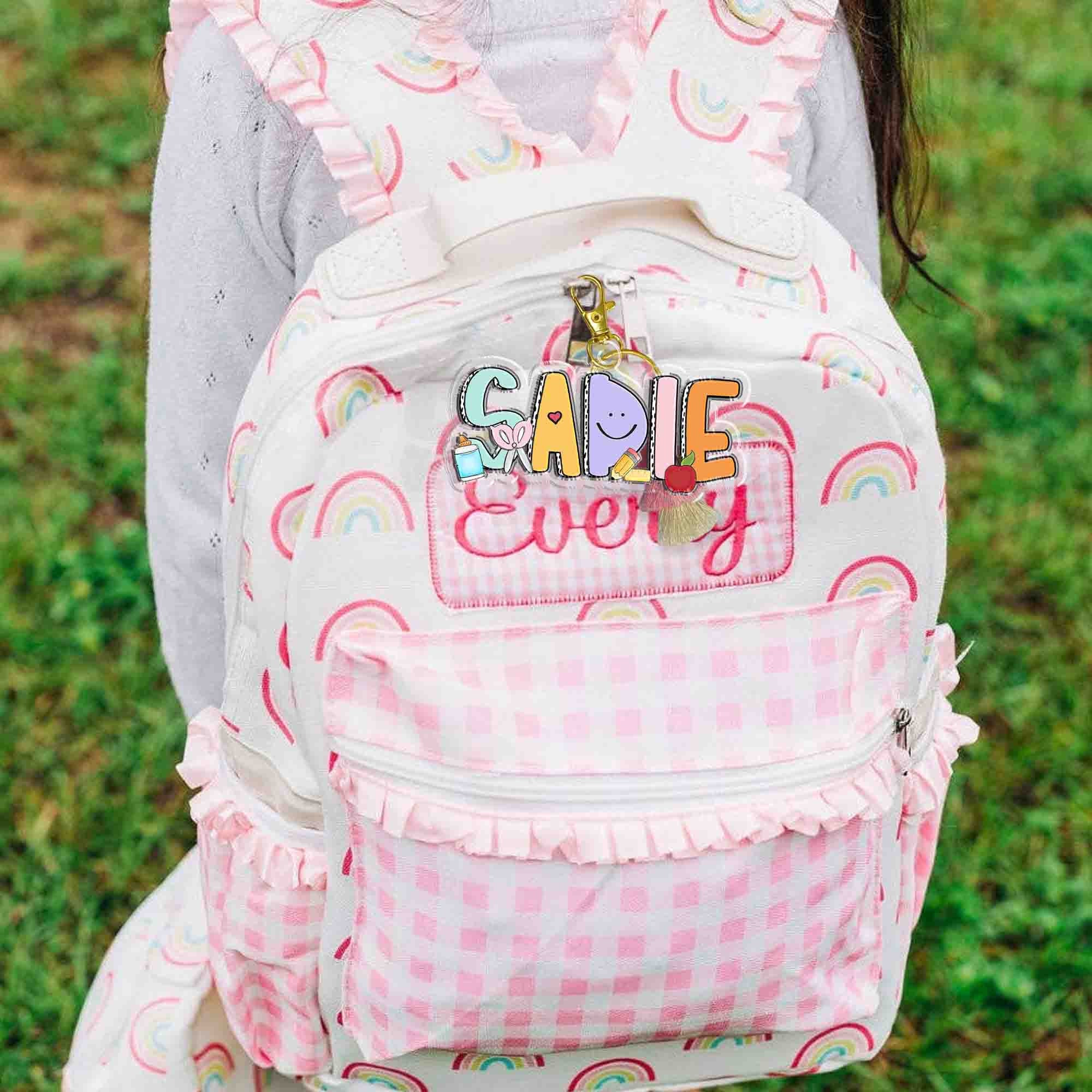 Personalized Kids Name Keychain, Acrylic Kids Backpack Name Tag, First Day of School/Back to School Gift for Kids